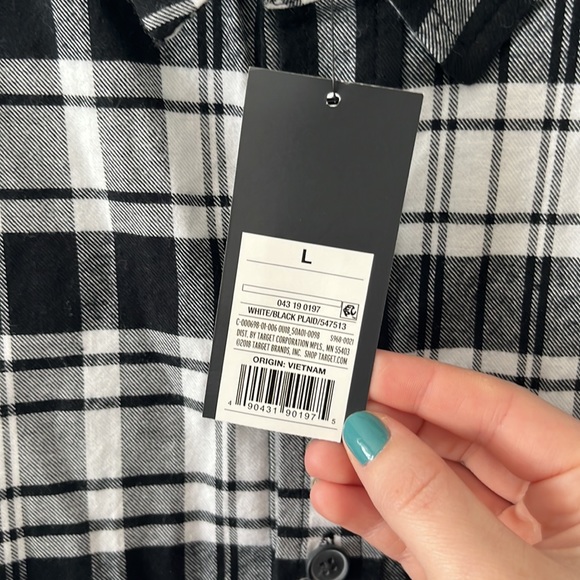 NWT Original Use Men’s Black & White Plaid Flannel Shirt - Picture 4 of 11